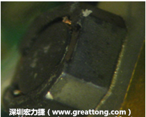 使用銀(Ag)鍍層的電源電感器(Power Inductors)，經過推力測試后，零件端點上已經看不到任何鍍層的痕跡了，所以其耐推力就比較小。